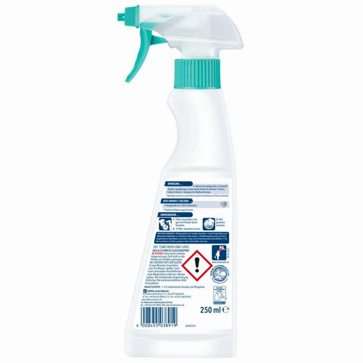Dr. Beckmann Flecken-Spray Deo & Schweiß, effektive Rückstandsbekämpfung, 250ml – 6er Set 2