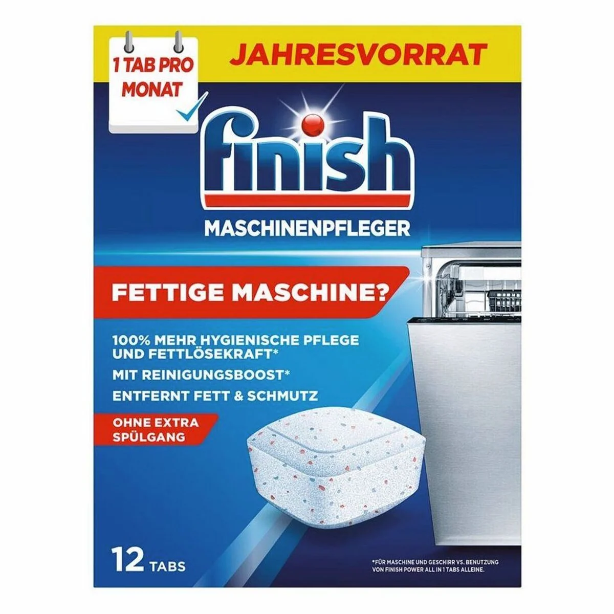 Finish Spülmaschinenpflege Tabs, effektive Reinigung, einfache Anwendung, 12 Stück