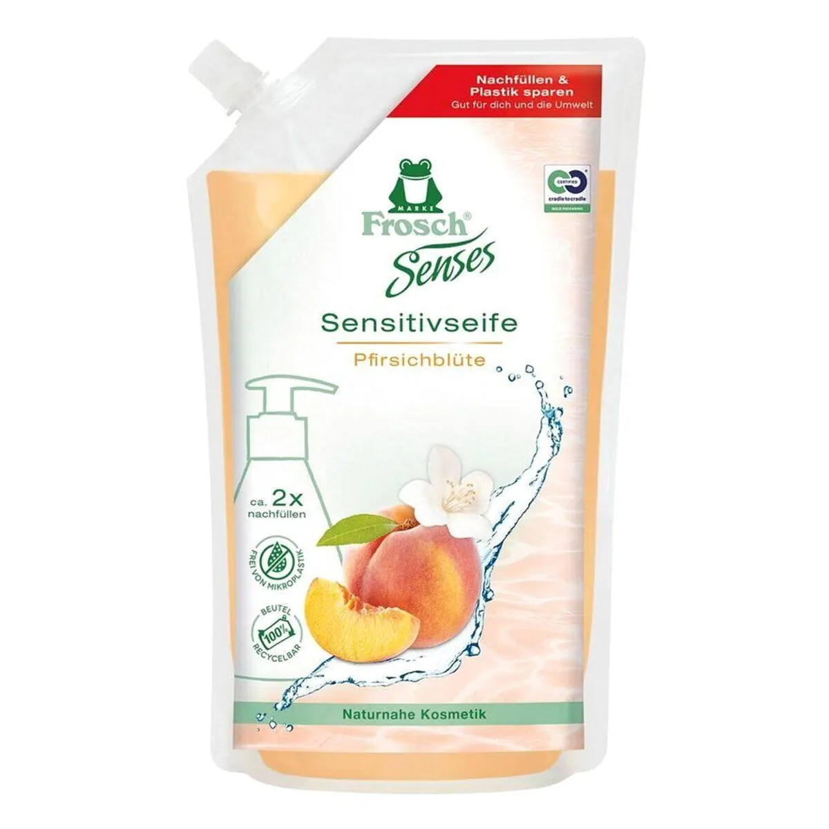 Frosch Flüssigseife Pfirsichblüte, vegan, ph-neutral, 500 ml