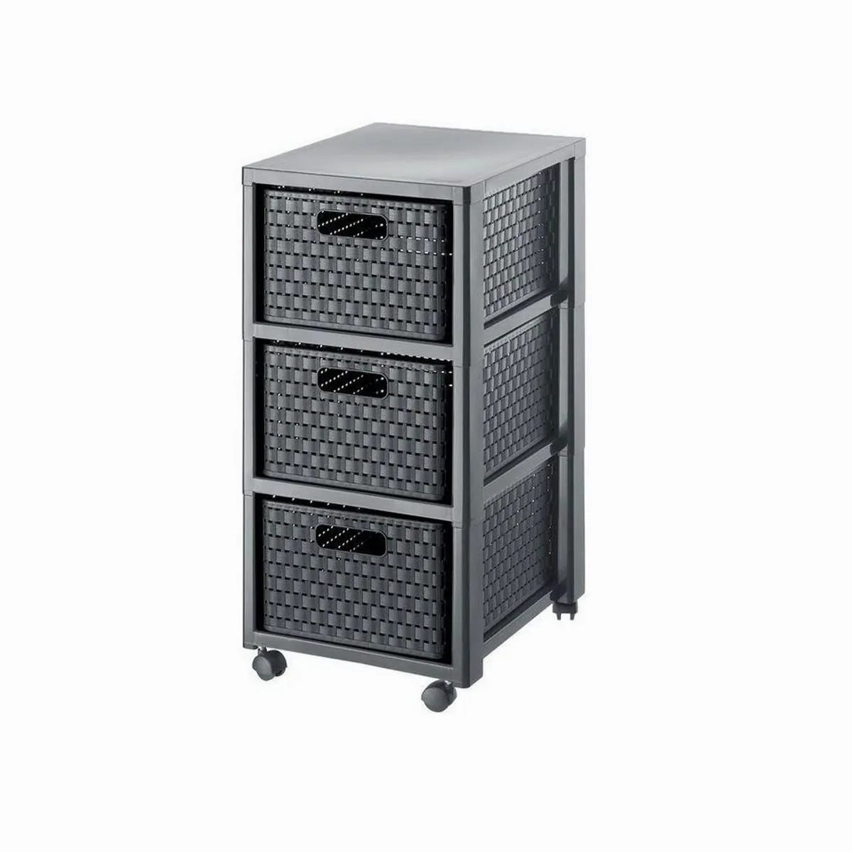 Rotho COUNTRY Rollcontainer, eleganter Rattan-Look, praktische Aufbewahrung, flexible Nutzung