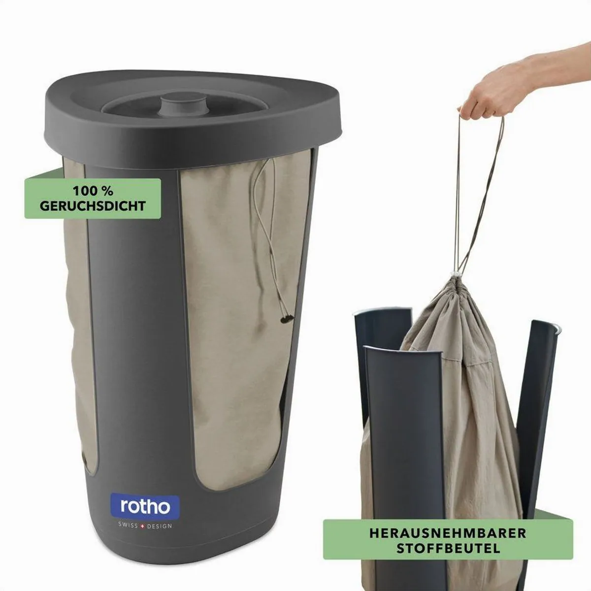 Rotho FABU Pfandflaschen-Sammler, geruchsfrei, waschbare Beutel, Swiss Design 2