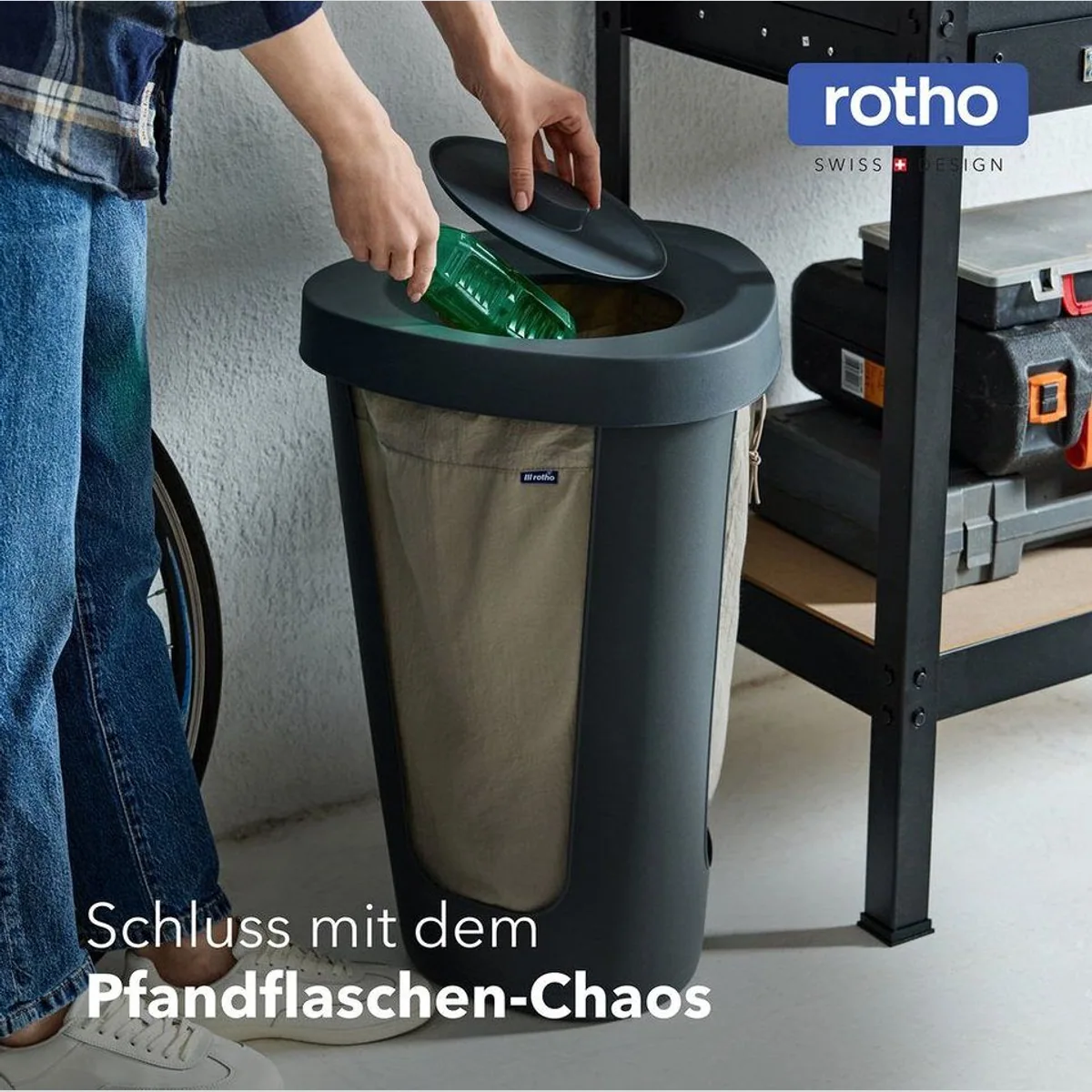 Rotho FABU Pfandflaschen-Sammler, geruchsfrei, waschbare Beutel, Swiss Design 3