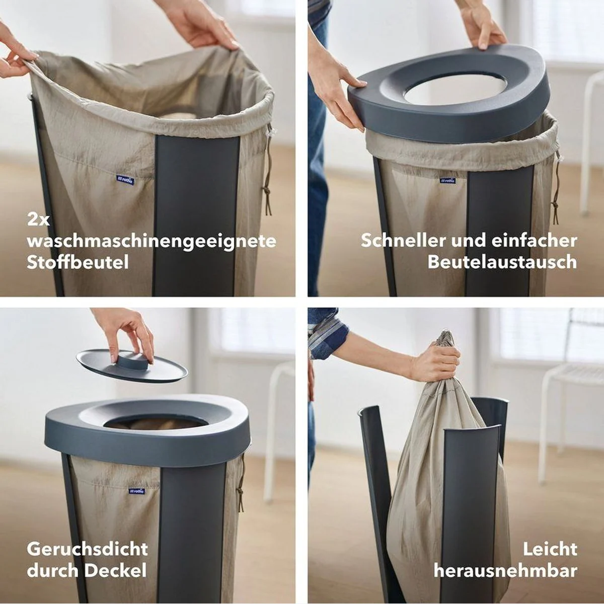 Rotho FABU Pfandflaschen-Sammler, geruchsfrei, waschbare Beutel, Swiss Design 4