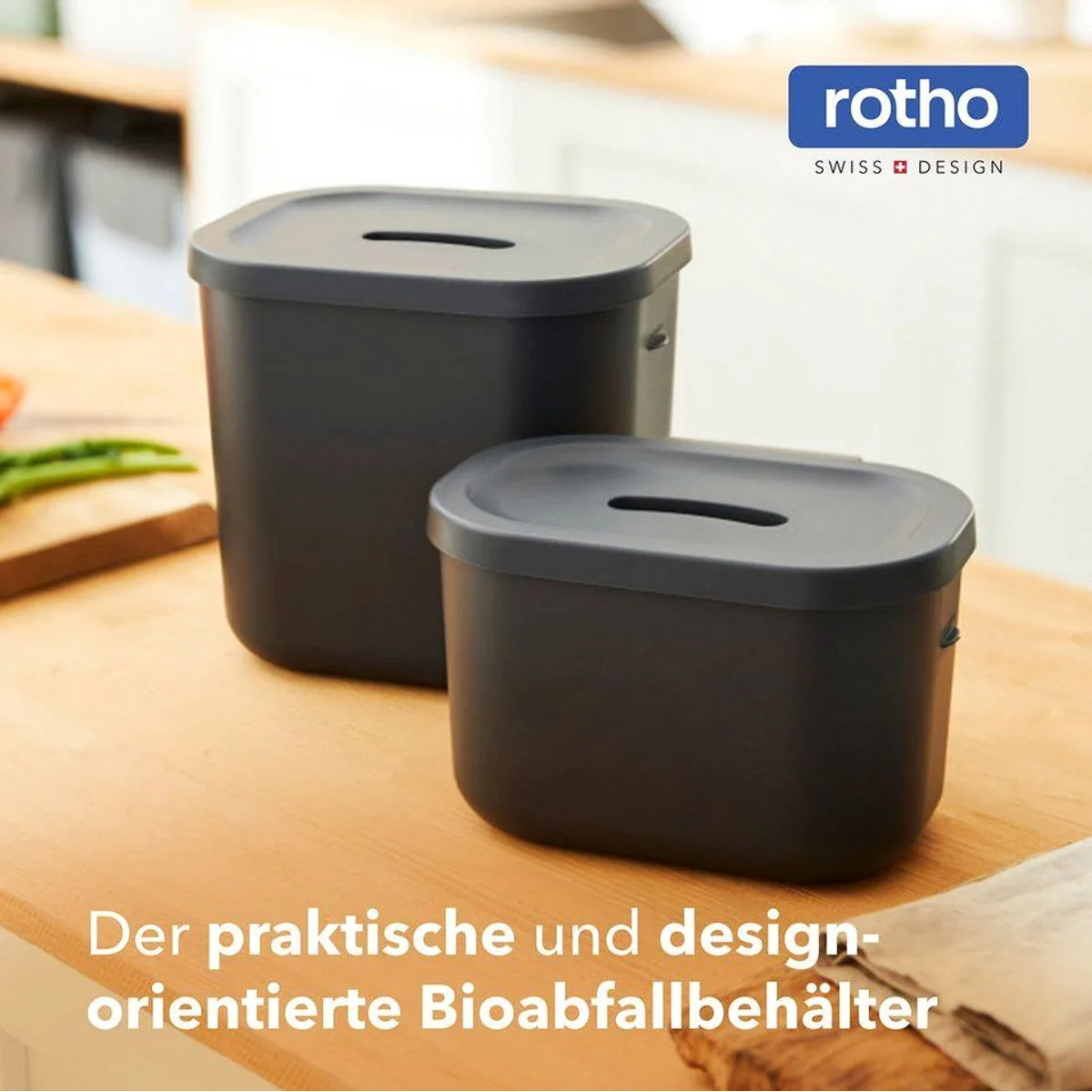 Rotho SALSA Bioabfalleimer Set, 3,2 l und 6 l — flexible Nutzung, recycelter Kunststoff, hygienisch 2