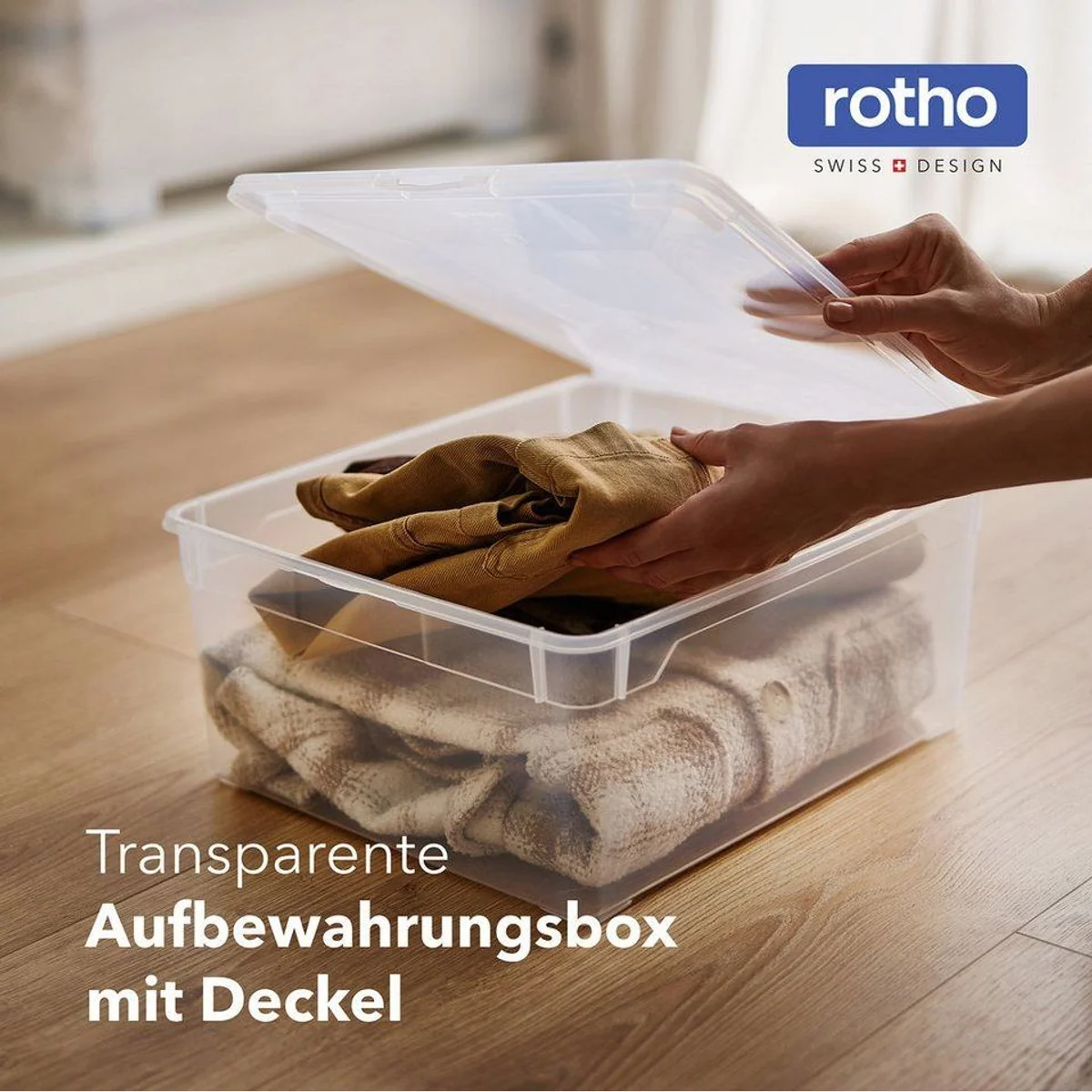 Rotho CLEAR Aufbewahrungsbox 18L, stapelbar, transparent — ideal für Ordnung und Übersicht 2