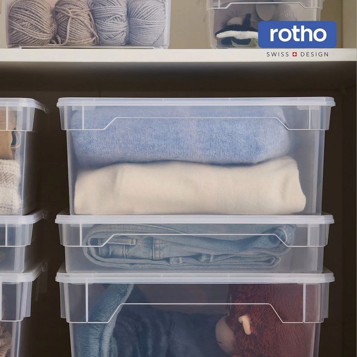 Rotho CLEAR Aufbewahrungsbox 18L, stapelbar, transparent — ideal für Ordnung und Übersicht 3