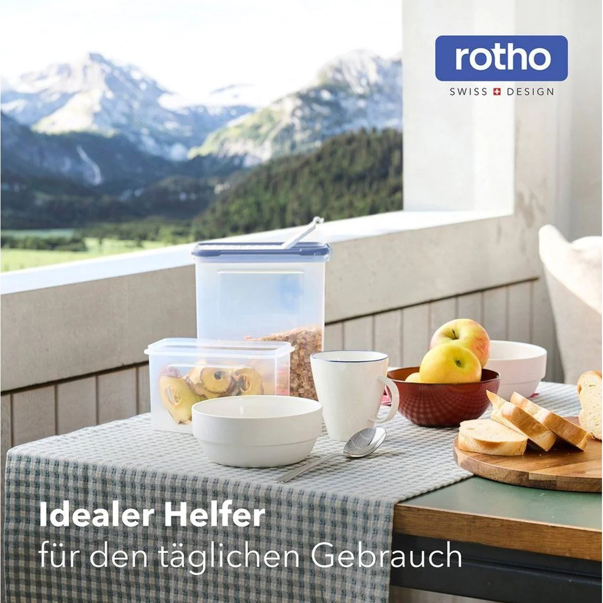 Rotho DOMINO Vorratsdosen Set, 12-teilig mit Streu- und Schüttdeckel – platzsparend, transparent, hygienisch 2