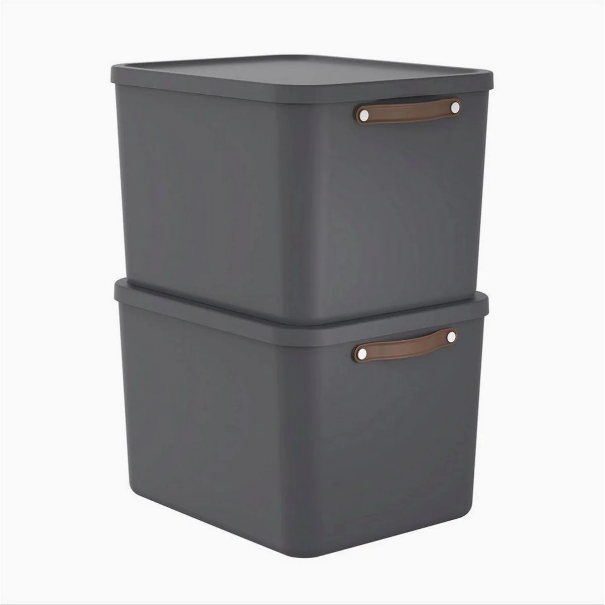 Rotho Maloja Aufbewahrungsbox, 2er-Set, modernes Design, praktisches Volumen, modular stapelbar
