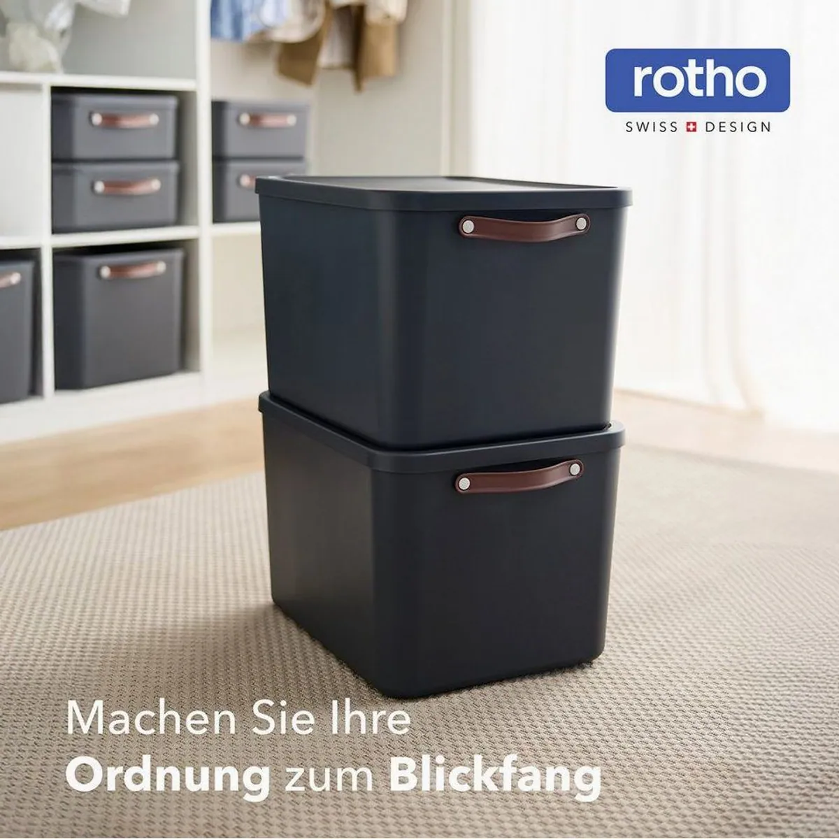 Rotho Maloja Aufbewahrungsbox, 2er-Set, modernes Design, praktisches Volumen, modular stapelbar 3