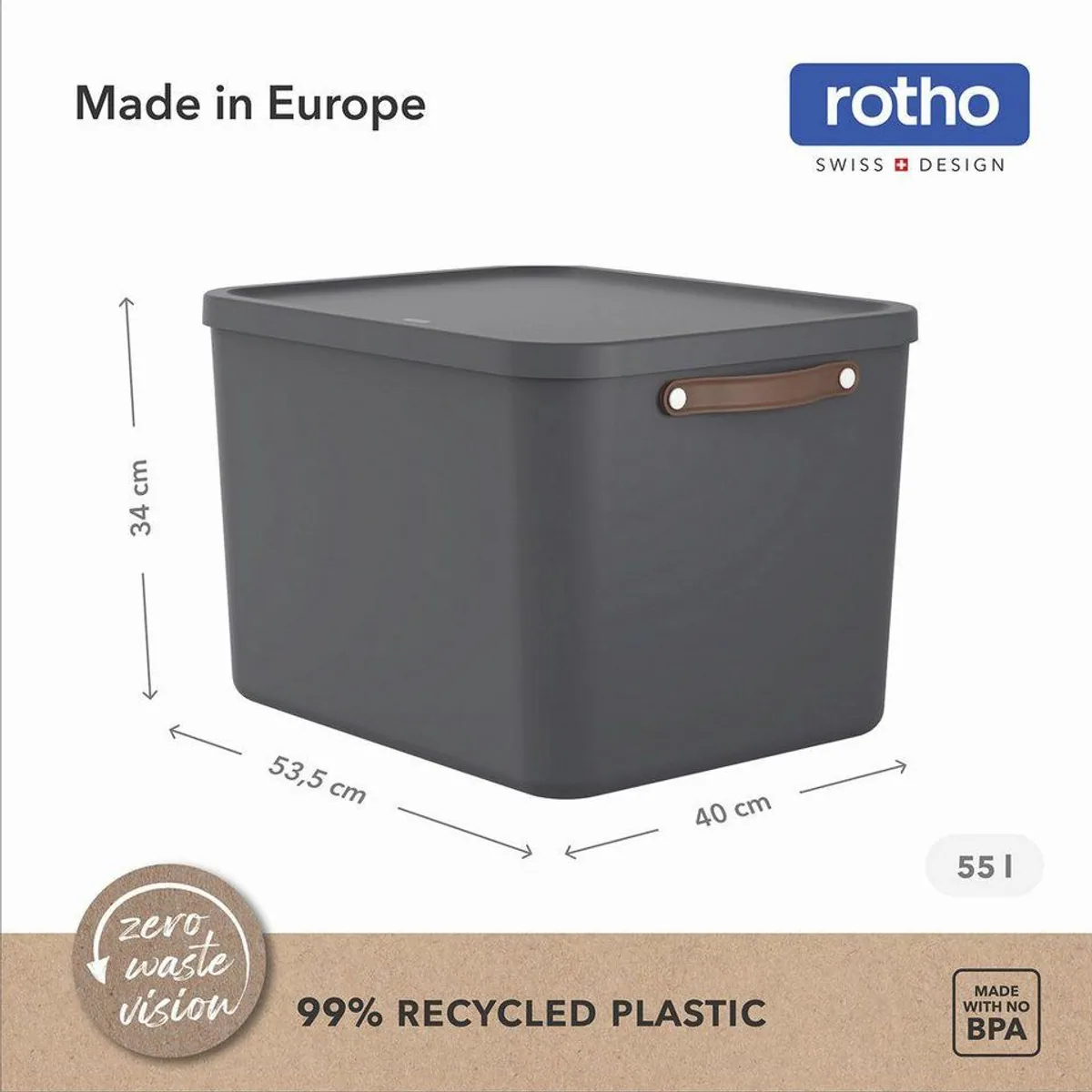 Rotho Maloja Aufbewahrungsbox, 2er-Set, modernes Design, praktisches Volumen, modular stapelbar 4