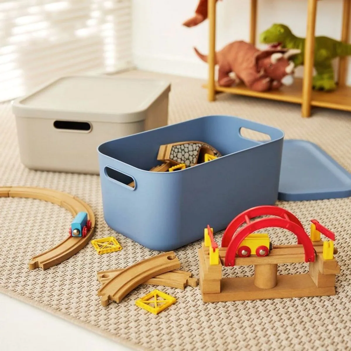 Rotho Albula Light Aufbewahrungsbox, 12 l, 2er-Set — modernes Design, stapelbar, ergonomische Griffe 2