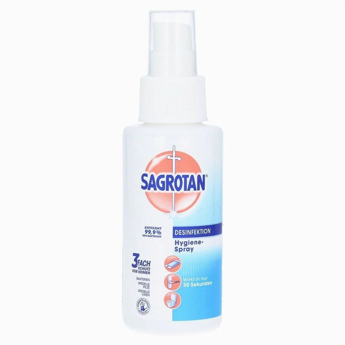 Sagrotan Hygiene-Pumpspray 100 ml, effektive Desinfektion, ideal für unterwegs, entfernt 99,9% der Bakterien