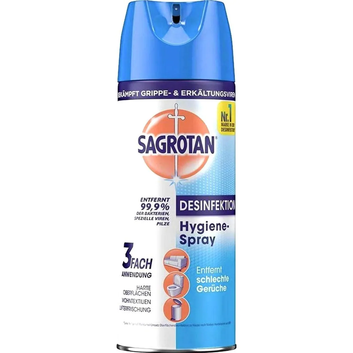 Sagrotan Hygiene-Spray Aerosol 400 ml, effiziente Desinfektion, schnelle Wirkung, einfache Anwendung