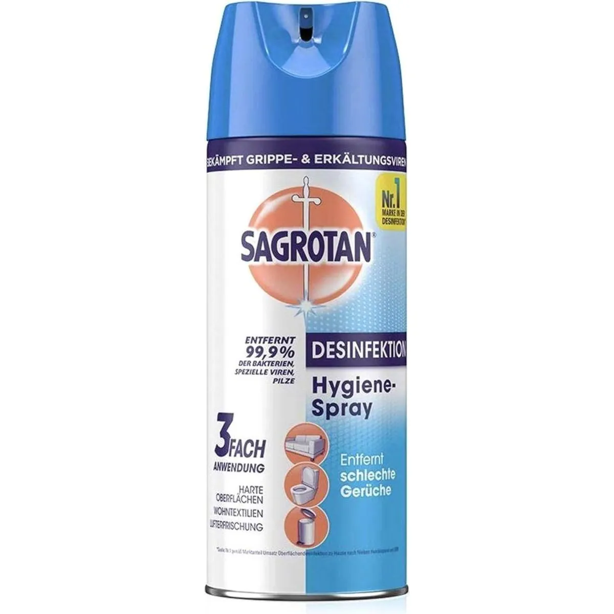Sagrotan Hygiene-Spray Aerosol 400 ml, effiziente Desinfektion, schnelle Wirkung, einfache Anwendung 2