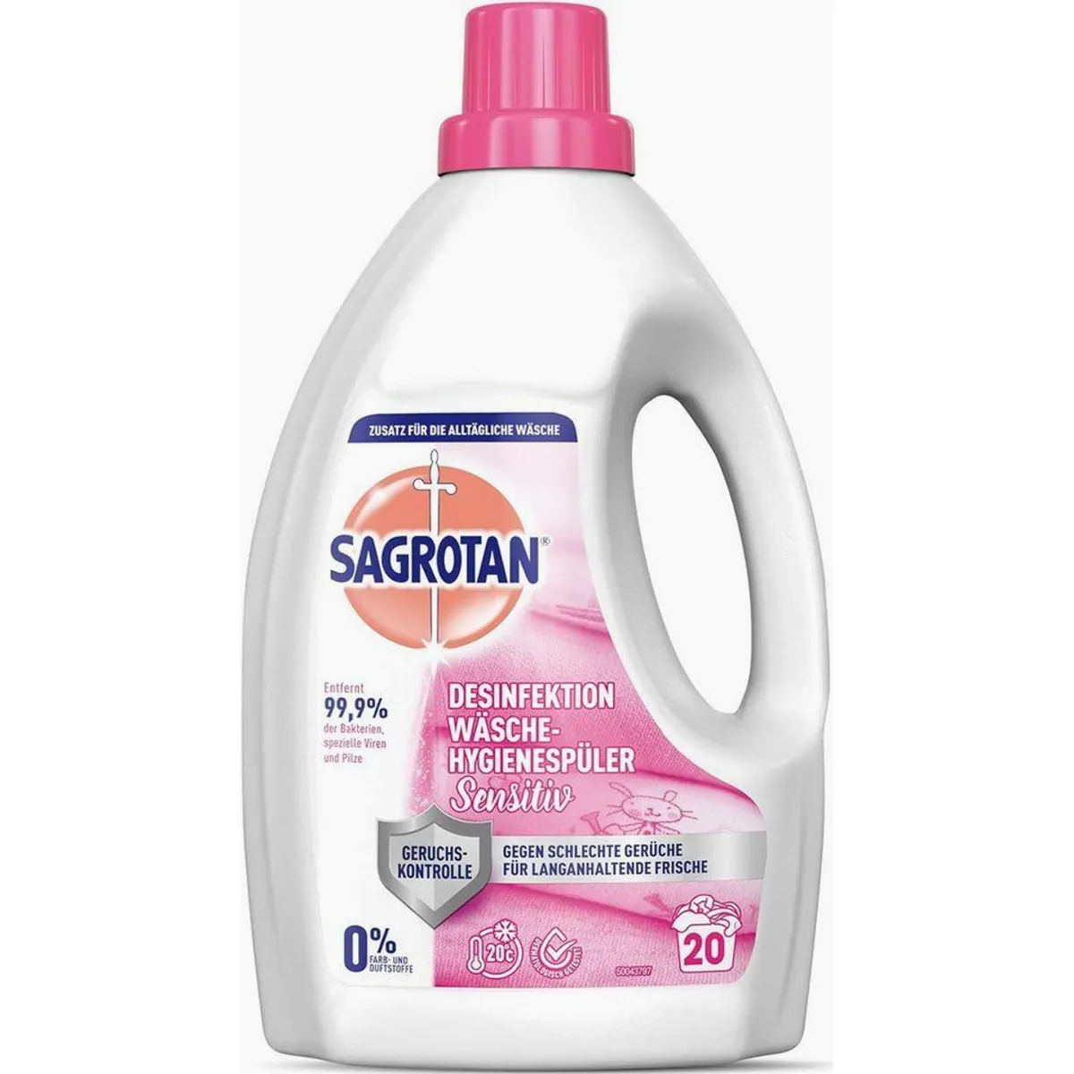 Sagrotan Sensitiv Wäsche-Hygienespüler 8 x 1,5l, 99,9% Bakterienentfernung, ohne Farb- & Duftstoffe 2
