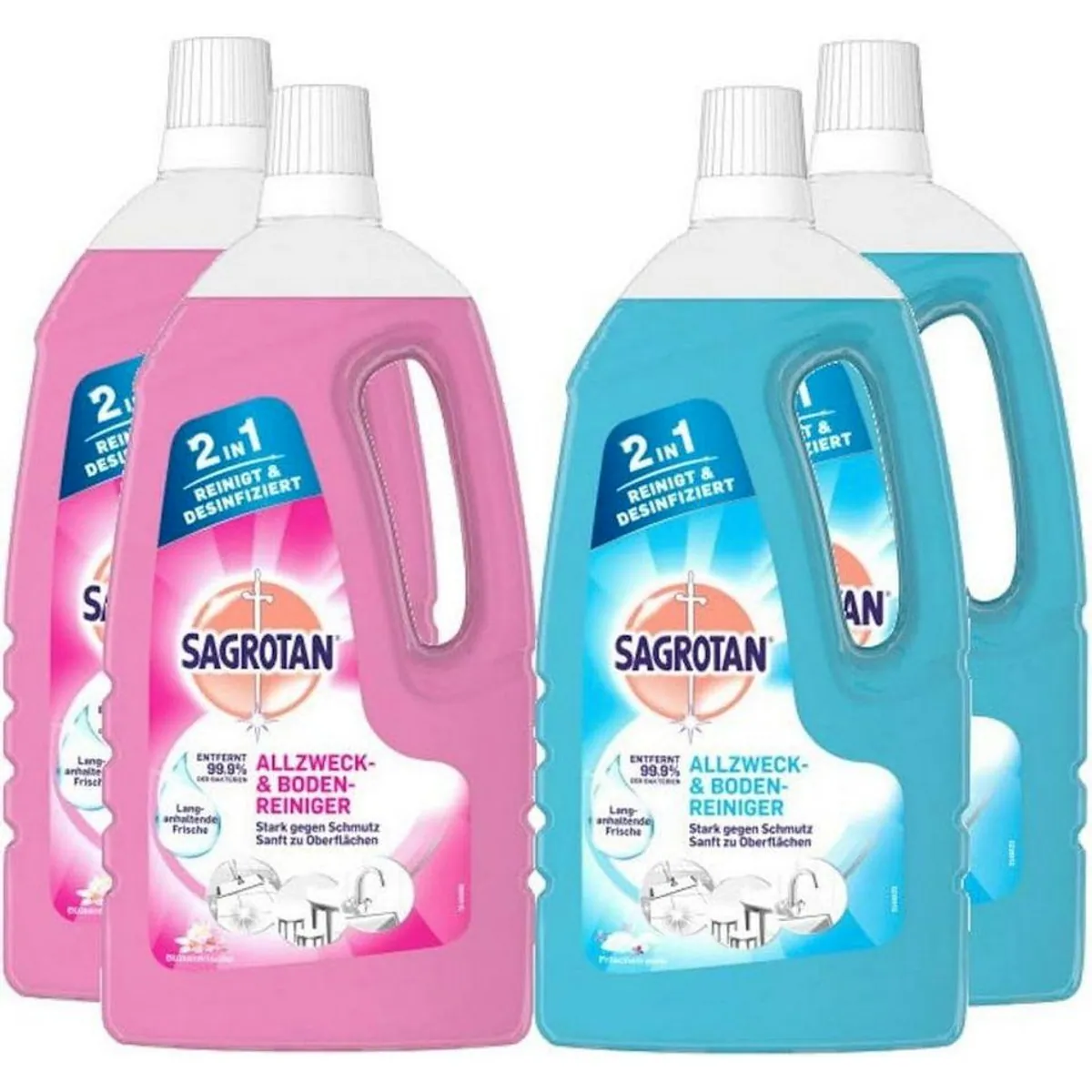 Sagrotan Blütenfrische Allzweckreiniger, effektive Bakterienreduktion — 4 x 1,5 l
