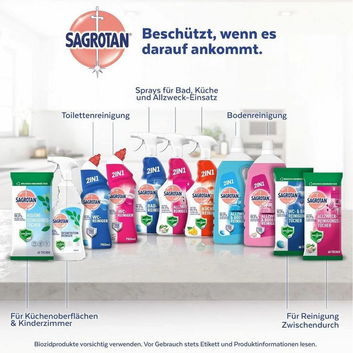 Sagrotan Desinfektionsspray 4 x 500ml, effektive Reinigung, einfache Anwendung, vielseitig einsetzbar 4