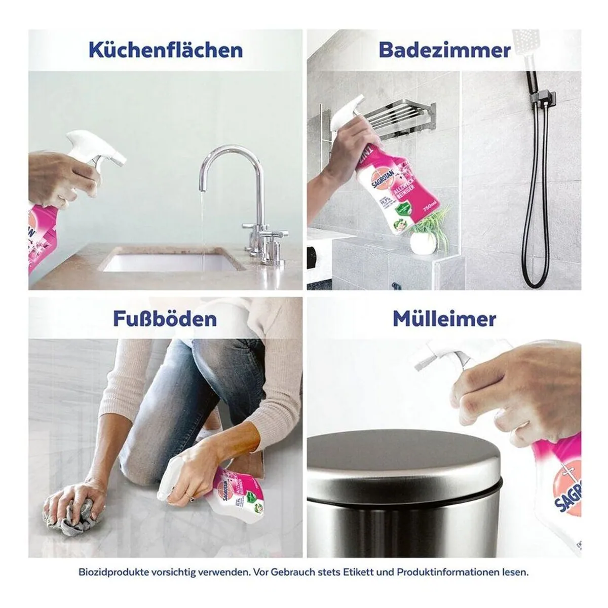 Sagrotan Allzweckreiniger Blütenfrische & Grüner Apfel, 2-in-1 Reinigung und Desinfektion 3