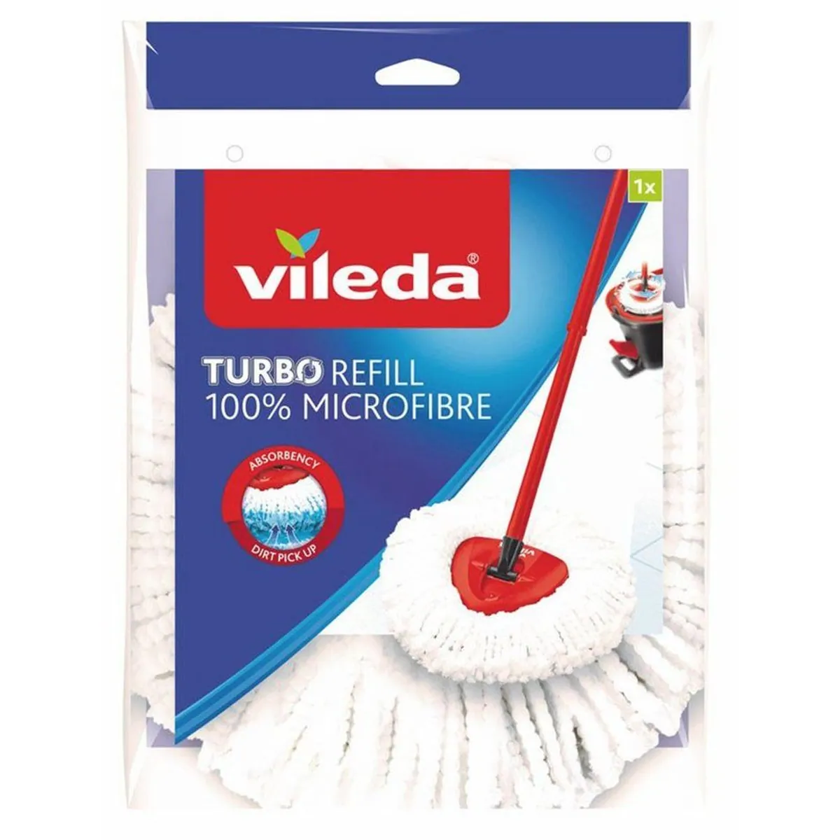 Vileda TURBO Refill 100% Mikrofaser Wischbezug, Dreiecksform, für alle Oberflächen geeignet