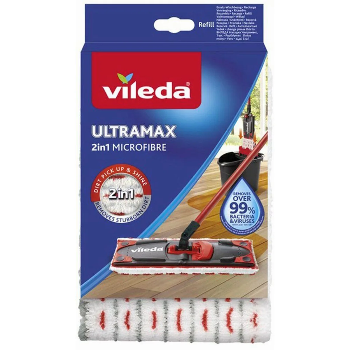 Vileda ULTRAMAX 2in1 Ersatzbezug, Mikrofaser, streifenfreies Wischen, optimale Feuchte