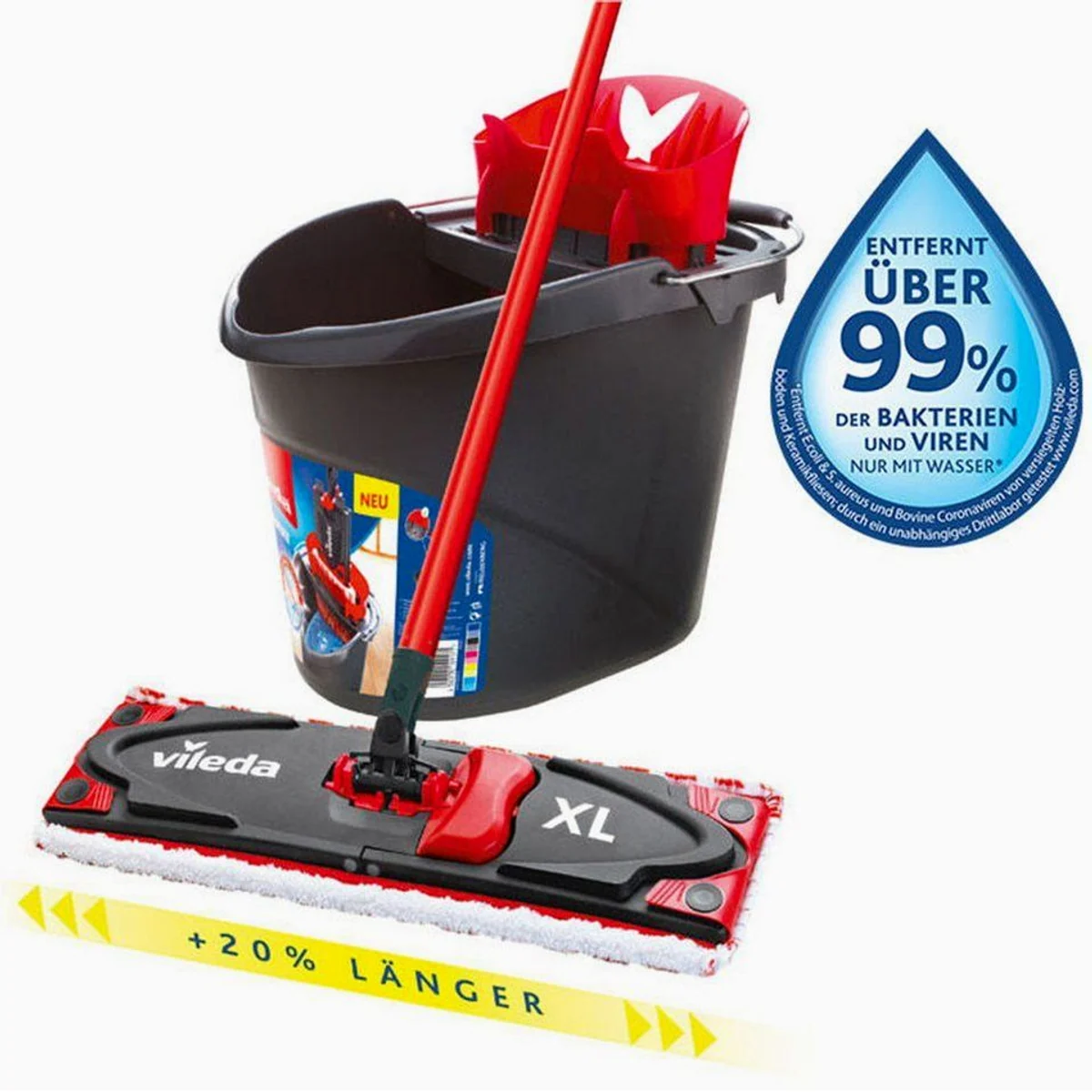 Vileda Ultramax XL Bodenwischer-Set, effiziente Reinigung, ergonomisches Design, große Wischfläche