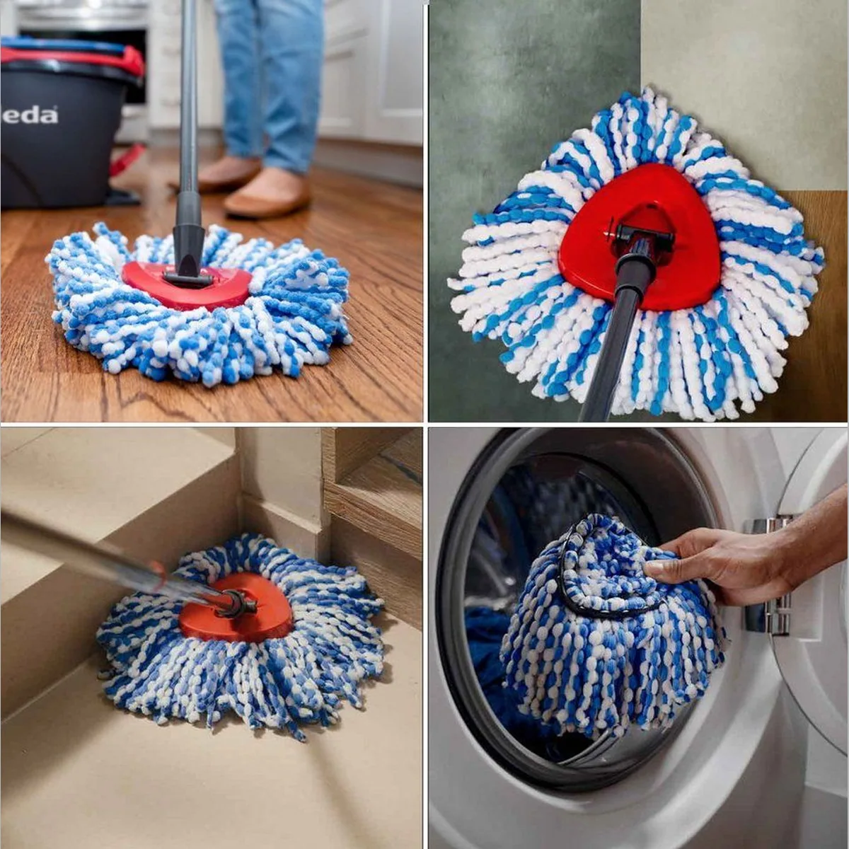 Vileda H2Pro Spinmop Ersatzbezug, leistungsstarke Mikrofasern, waschbar bis 30 °C 4