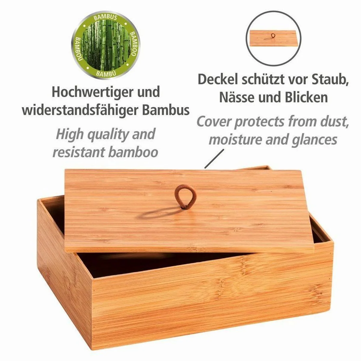 WENKO Aufbewahrungsbox Terra, elegantes Design aus Bambus, ideal für Bad und Haushalt 3