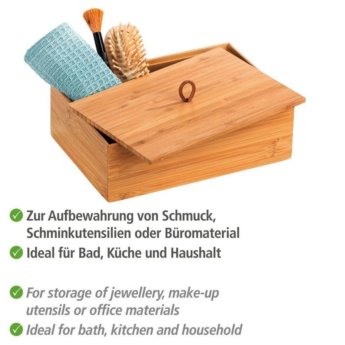 WENKO Aufbewahrungsbox Terra, elegantes Design aus Bambus, ideal für Bad und Haushalt 4