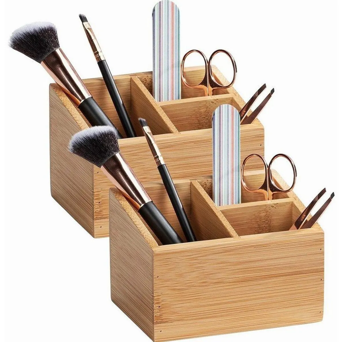 WENKO Aufbewahrungsbox Terra, Set aus 2 Stück, edles Bambusdesign