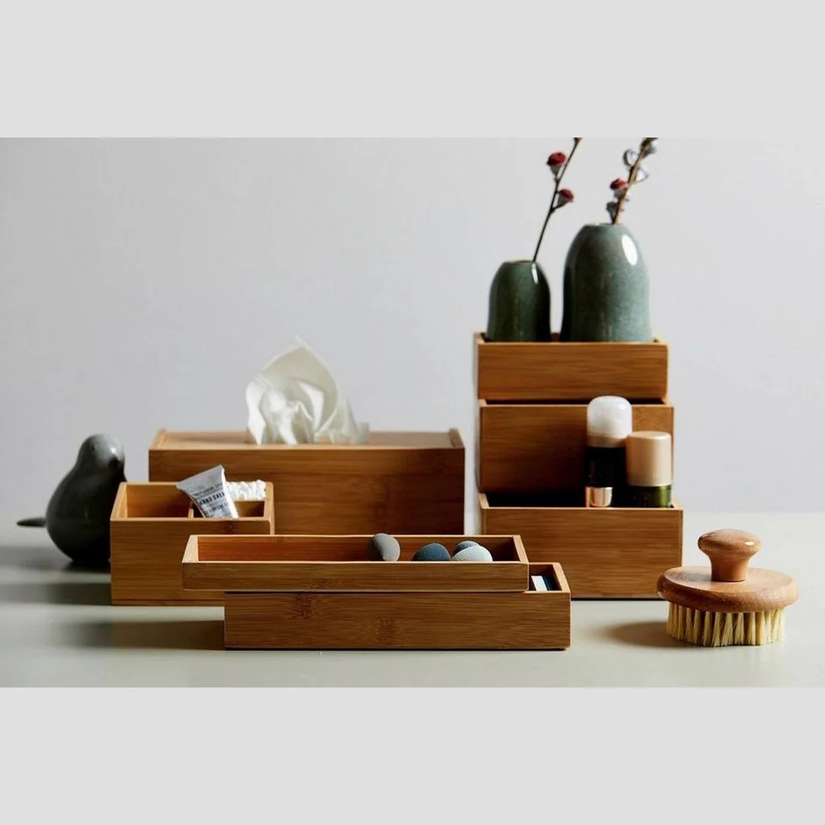 WENKO Aufbewahrungsbox Terra, Set aus 2 Stück, edles Bambusdesign 4