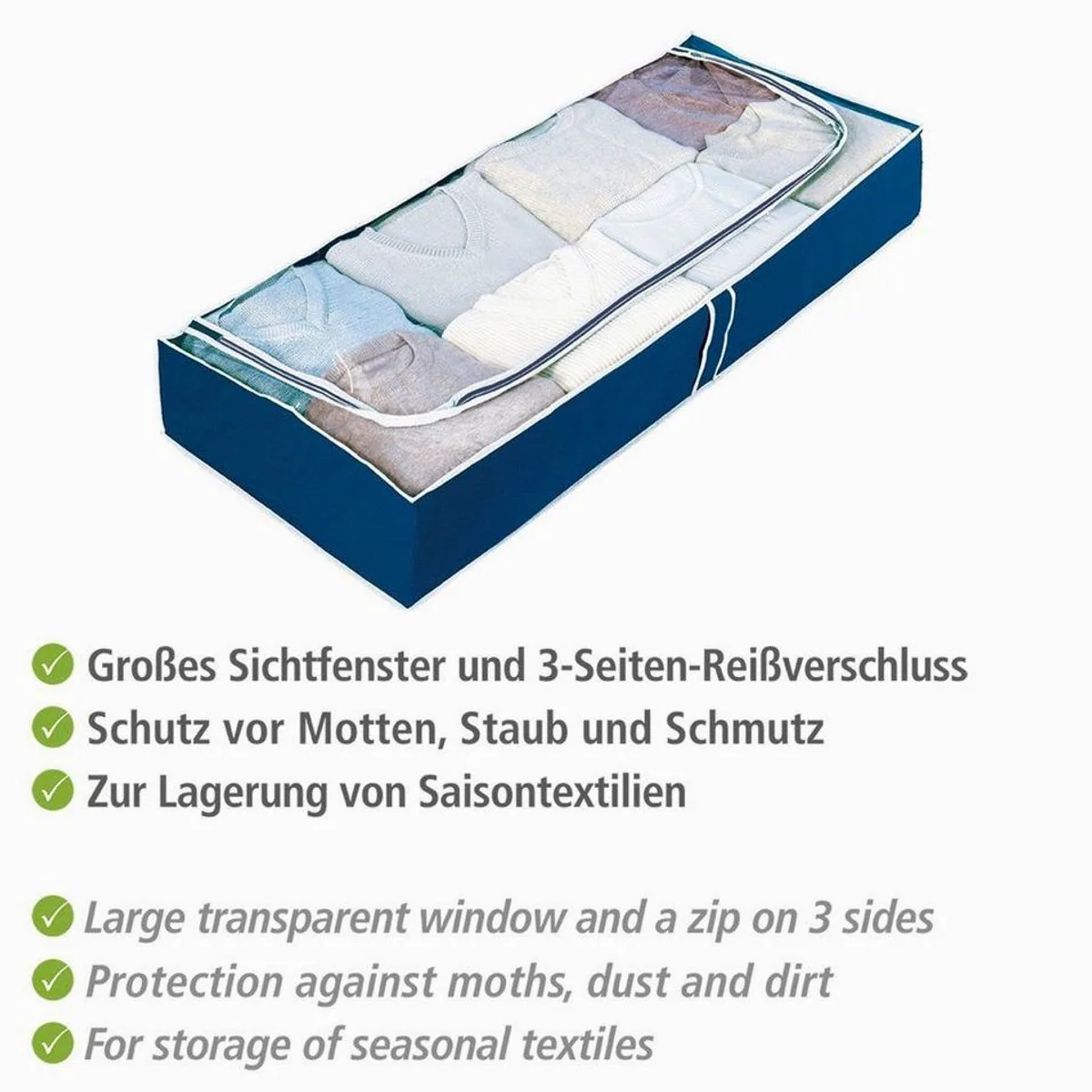 WENKO Unterbettkommode Air, flaches Raumwunder, Sichtfenster & 3-Seiten-Reißverschluss — Set mit 4 St. 5
