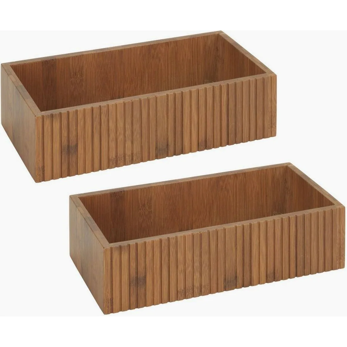 WENKO Mera Aufbewahrungsbox, 2er Set aus geräuchertem Bambus — stilvoll, funktional, rustikal
