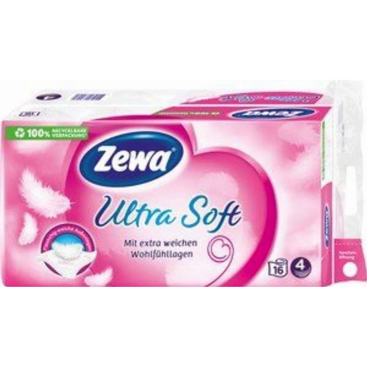 Zewa Ultra Soft Toilettenpapier, 4-lagig, hohes Volumen und sanfte Textur