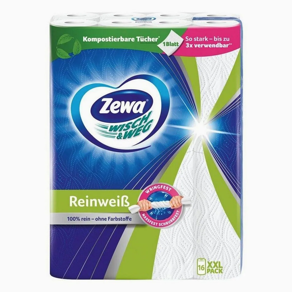 Zewa Küchenrolle Wisch & Weg, 2-lagig, reinweiß mit Mikrowabenstruktur