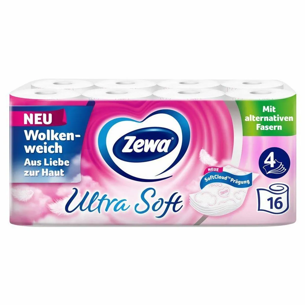 Zewa Ultra Soft Toilettenpapier, 4-lagig, weich & sanft — mit Stroh-Anteil, recycelbare Verpackung 2